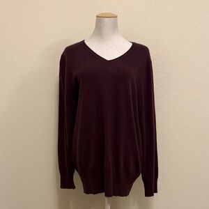Neiman Marcus Deep Purple V-Neck 100% Cashmere Sweater Size XL